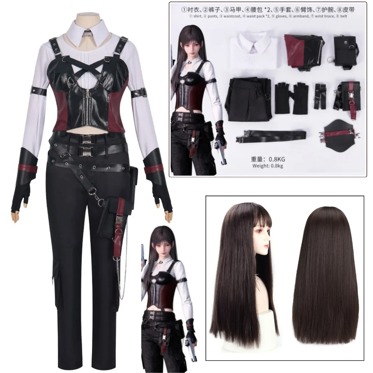 

Game Love and Deepspace Heroines Cosplay Costume Deepspace Hunter Uniform Rose Net Hair Wig Xavier Zayne Rafayel Cosplay Costume