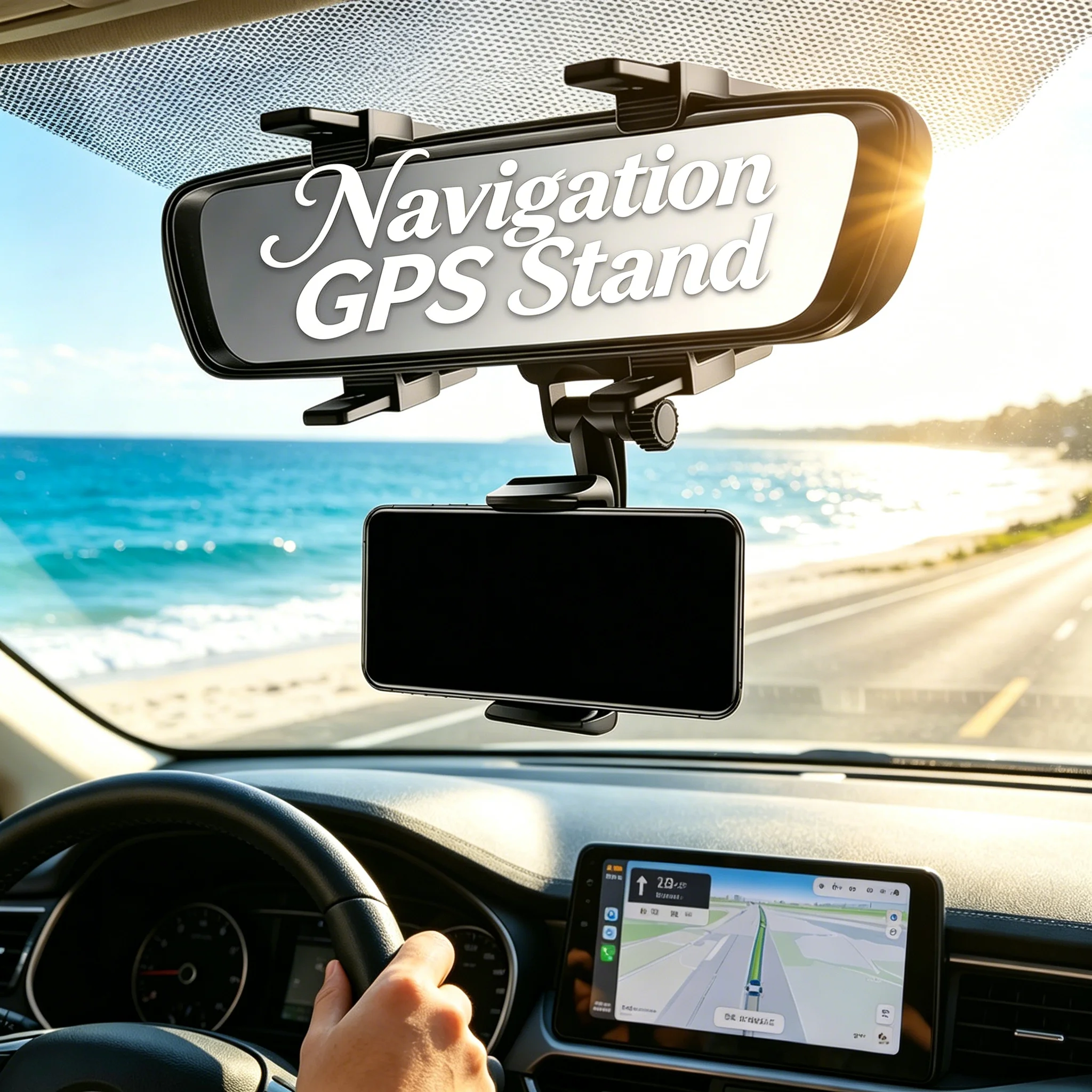 Car Phone Bracket Navigation GPS Stand 360° Foldable Adjustment Car CellPhone Support Universal Car Rearview Mirror Phone Holder