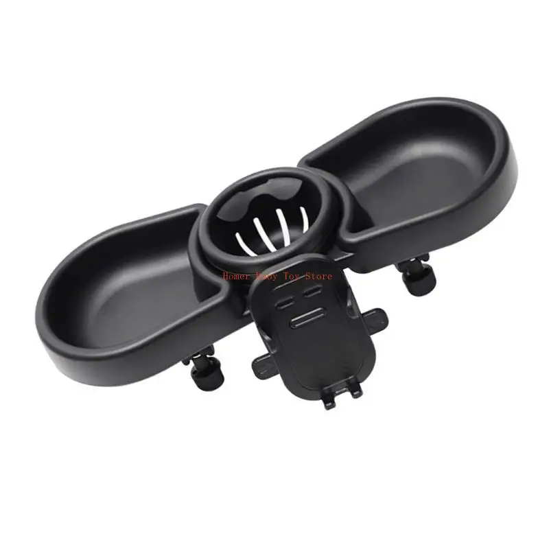 

J0PF Baby Strollers Eating Tray 4 in 1 Toddlers Pram Plate Milk Bottle Cup Stand