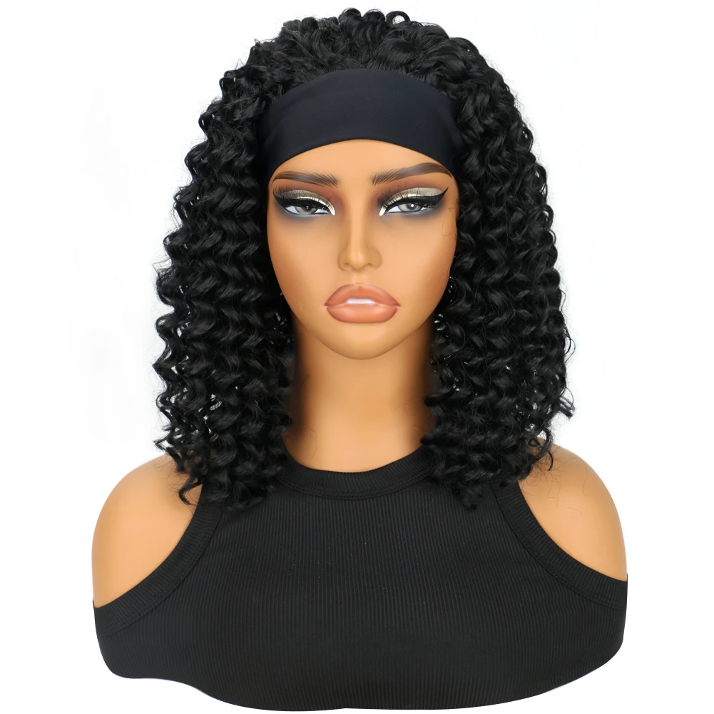 Sylhair Synthetic Headband Wig for Black Women 10 Inch Short Afro Kinky Curly None Lace Front Fluffy Wigs