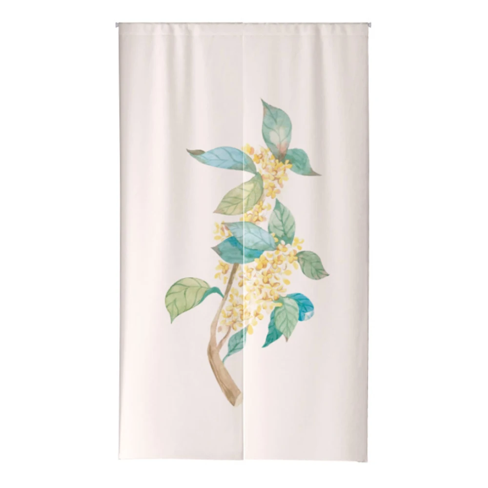 Simple Floral Door Curtain Botanical Flower Doorway Partition Curtain Bedroom Kitchen Living Room Entrance Hanging Curtain