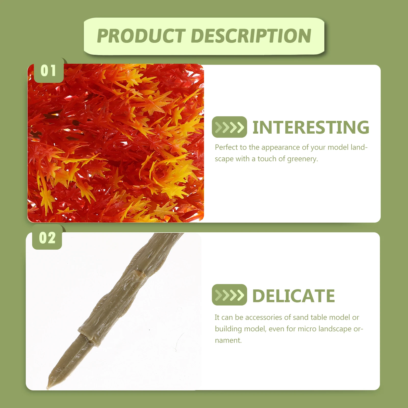 

4 pcs Plastic Maple Set 19Cm 15Cm 13Cm 10Cm Green Landscape Decor For Sand Table Building Diorama Mini Garden Ornament Plastic