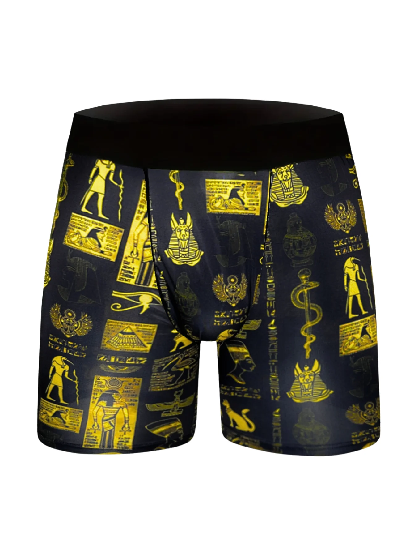 1pc Men's Long Boxer Briefs Egyptian Ancient Civilization Print Ice Silky Casual Sports Underwear Funny Fashion Boxers for Men