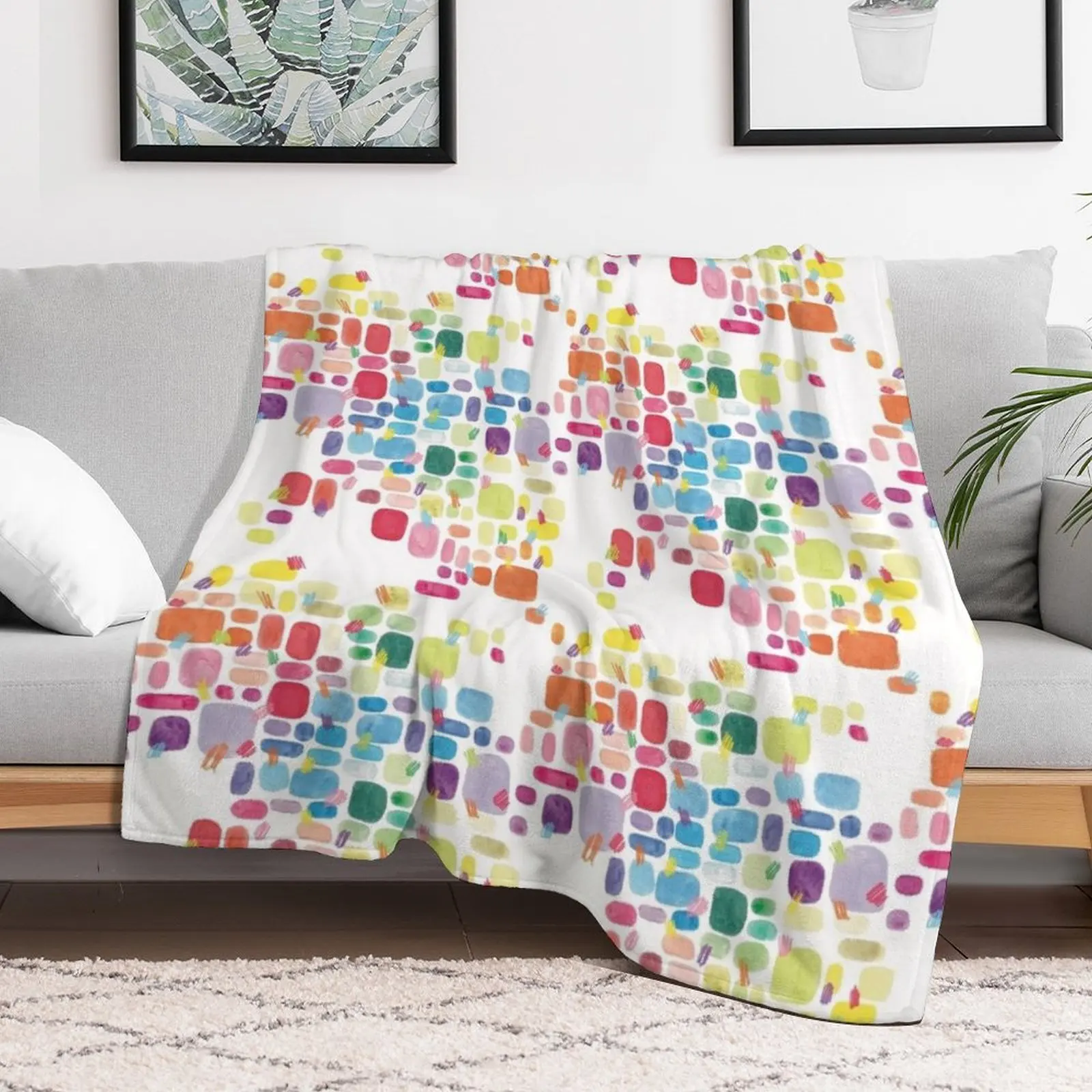 Abstract Colourful Paint Swatches and Pencil Scribbles Throw Blanket Soft Beds For Decorative Sofa Summer Beddings Blankets