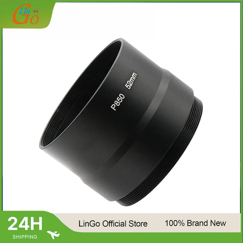 Adaptador de Lente de Metal Lin Go 52mm para Kodak EasyShare P880, Tubo Conversor de Lente Zoom para Anel de Filtro de 52mm, Conversor de Barril de Lente de Câmera