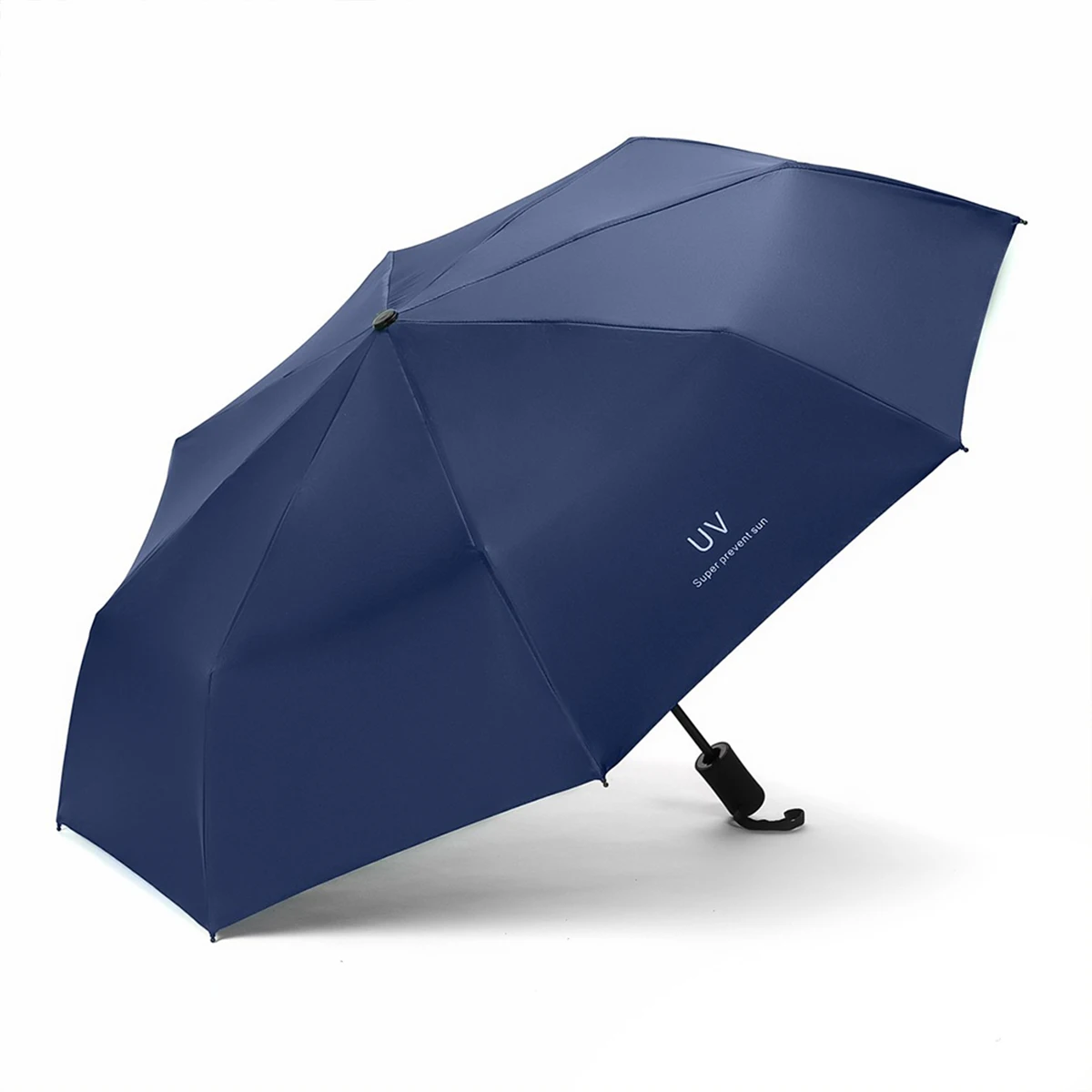 Automatischer, hochwertiger Regenschirm mit 8 Rippen – One-Touch-Öffnen/Schließen, kompaktes, faltbares Design für Männer und Frauen, Marineblau und Schwarz, Business & – Detail 6