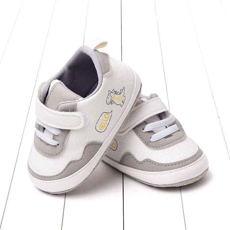 New Color Blocked 0-18M Spring And Autumn Baby Shoes For Men And Women PU Cartoon Printed Casual Sports Soft Soled Baby Walking