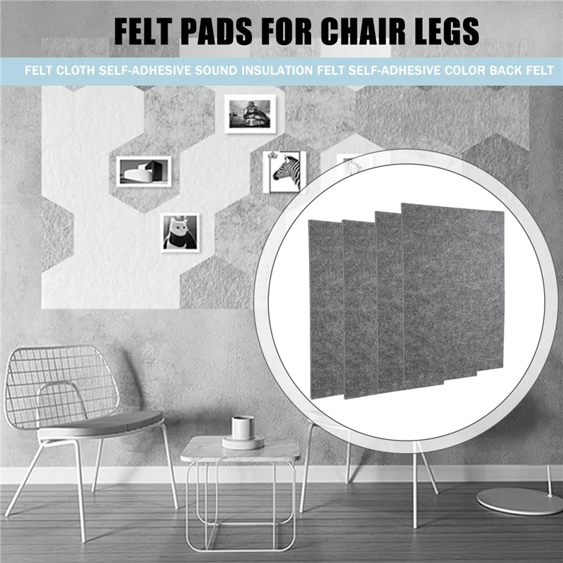 ABSE-Self-Adhesive Felt Glides For Chairs, 5 Mm Thick Chair Felt Glides For Furniture, Floor, Chair Legs Pack Of 4