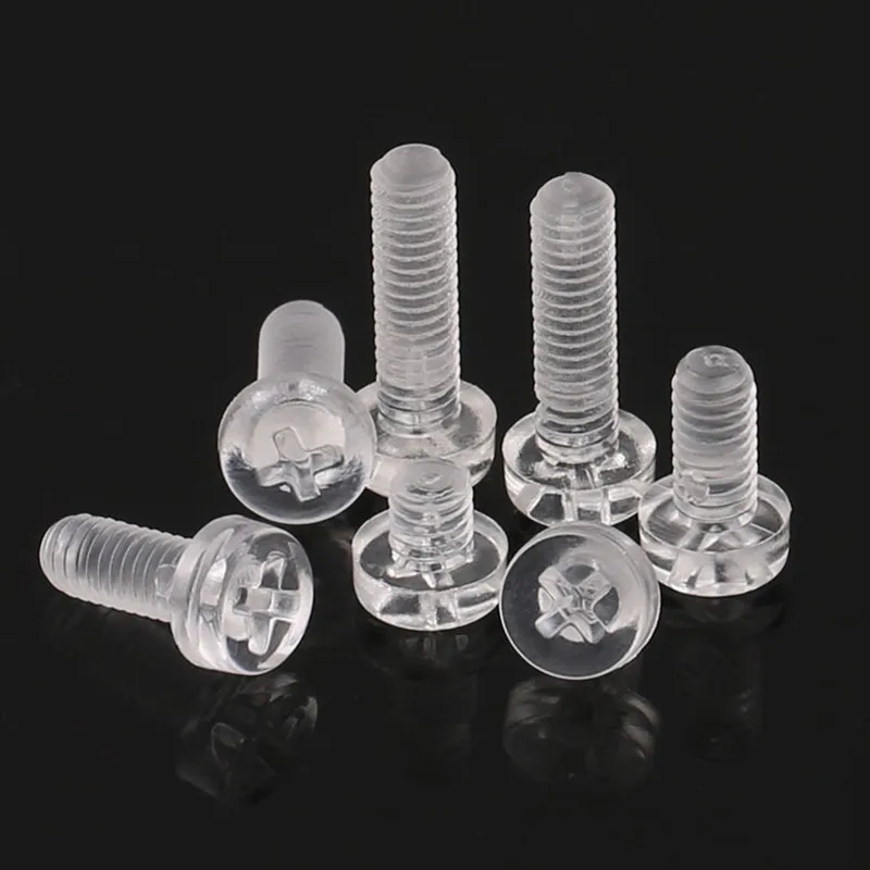 50PCS M2 M2.5 M3 M4 M5 M6 Transparent Acrylic PC Cross Round Head Nylon Screws Plastic Phillips Screw