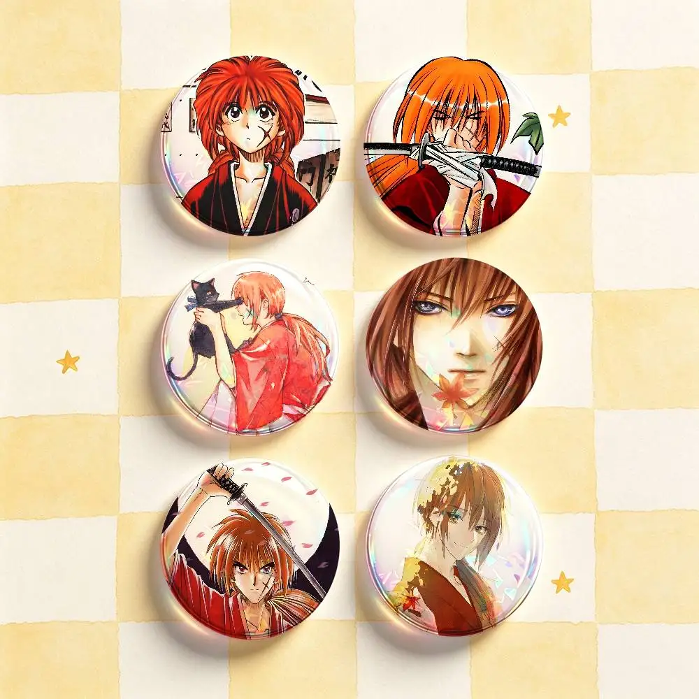 R-Rurouni Kenshin Badges 25 32 44 58 75 mm Round Customizable Wholesale Fan goods Self-made fan freebies