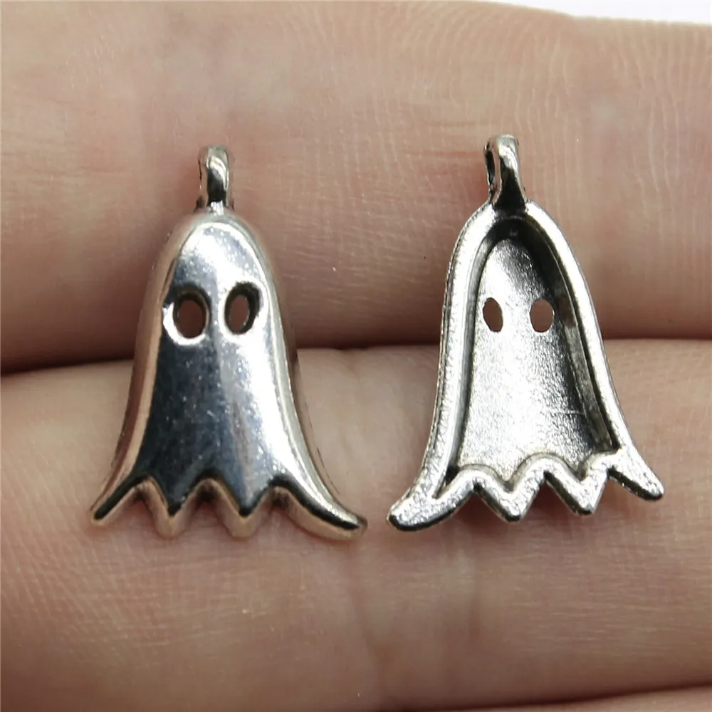 WYSIWYG 10pcs 20x14mm Ghost Charm Pendants For Jewelry Making Antique Silver Color Ghost Pendants Charm Ghost