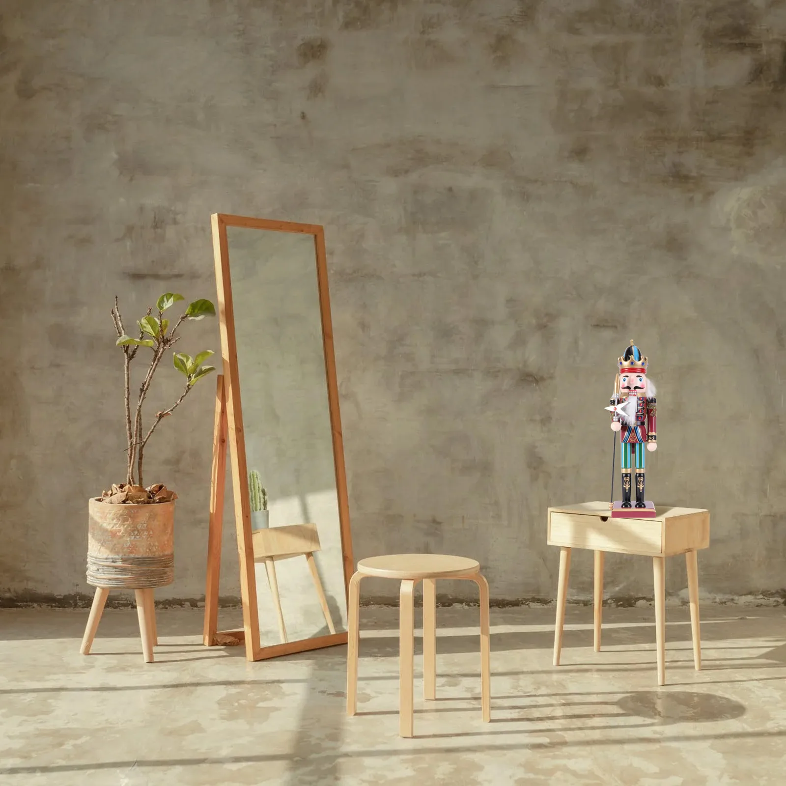 

Wooden Nutcracker Soldier Ornament Handcrafted Decorative Puppet For Home Desktop Cabinet Christmas Gift Walnut