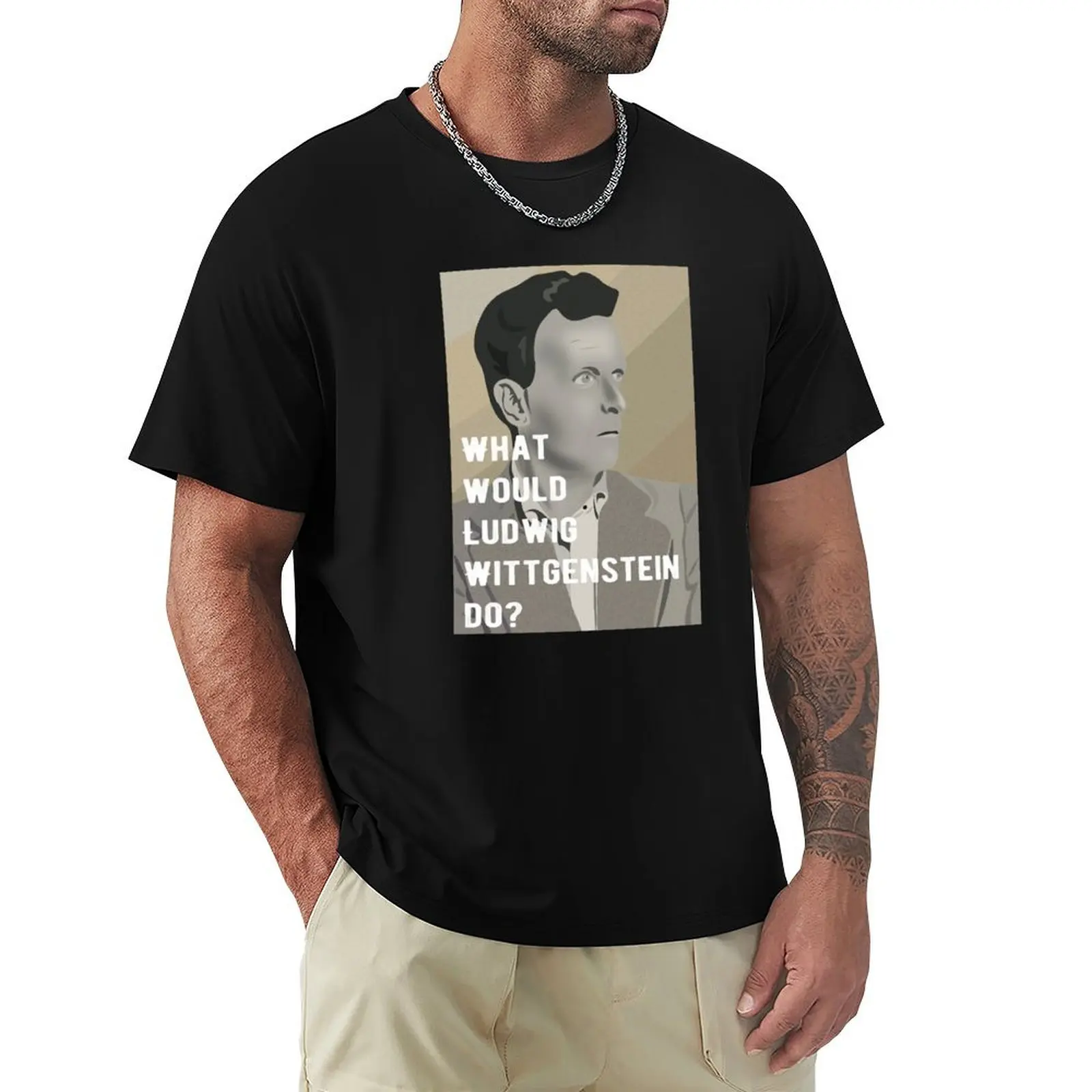 

What would Ludwig Wittgenstein do portrait T-Shirt Casual Graphic Print Tee