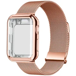 Case+Milanese Loop For Apple Watch Band 44mm 45mm 38mm-42mm-41mm 40mm Metal Magnetic bands iwatch Series 9 8 7 6 5 4 3 SE Strap