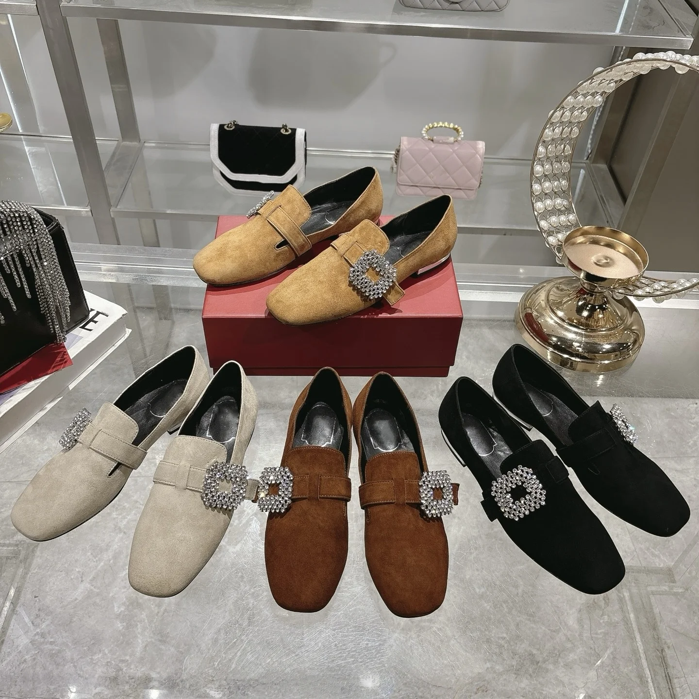 

2025 New Comfortable and Versatile Square Buckle Rhinestone Mary Jane Shoes