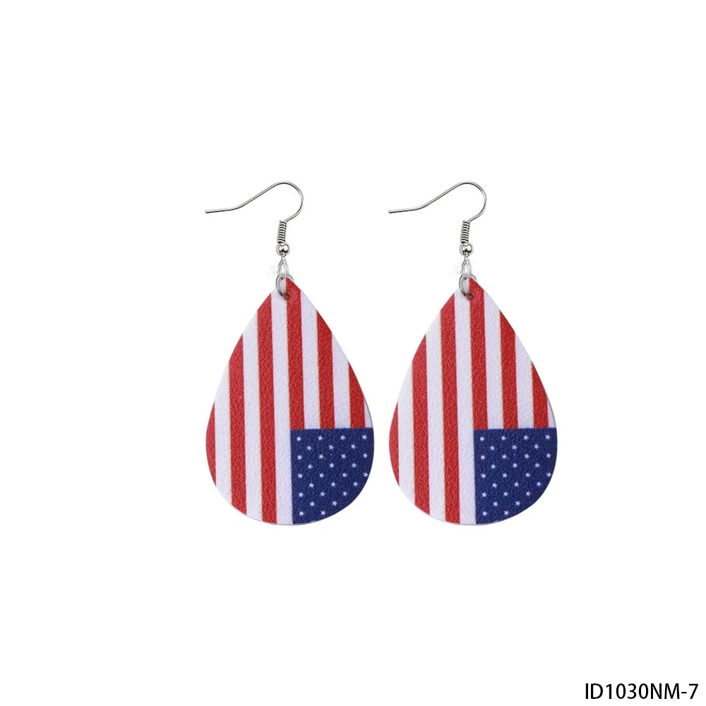 PESENAR Independence Day flag pattern water droplet shaped earrings, personalized and fashionable earrings party accessories.
