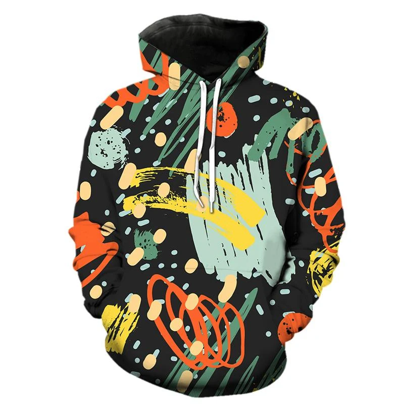 

Utskrift Abstrakt Graffiti Hoodie 3D Print Sweatshirts Boys Girls Cartoon Hooded Sweatshirts Kids Fashion Pullovers Clothes Coat