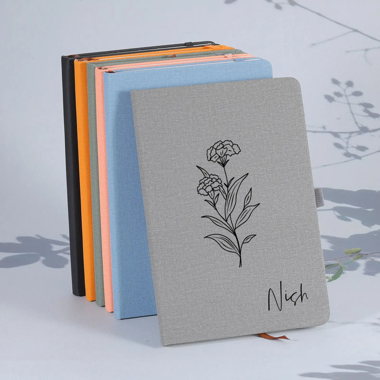 

Personalized Birth Flower Notebook Custom Name Journal Gift Notebook Birthday Gift Stationery School Supplies Note Pad with Line