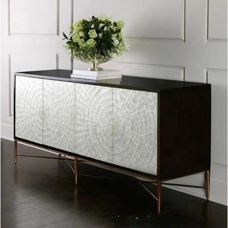 Light luxury solid wood TV cabinet furniture living room simple modern four-door locker fashionable shell
