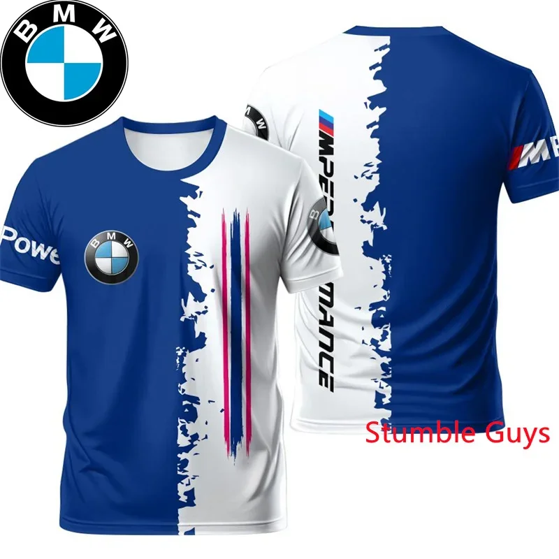 الصيف BMW M قوة الرجال تي شيرتات قصيرة الاكمام الرياضة دراجة نارية سباق الحد الأدنى عادي سهلة مباراة ملابس كاجوال ​