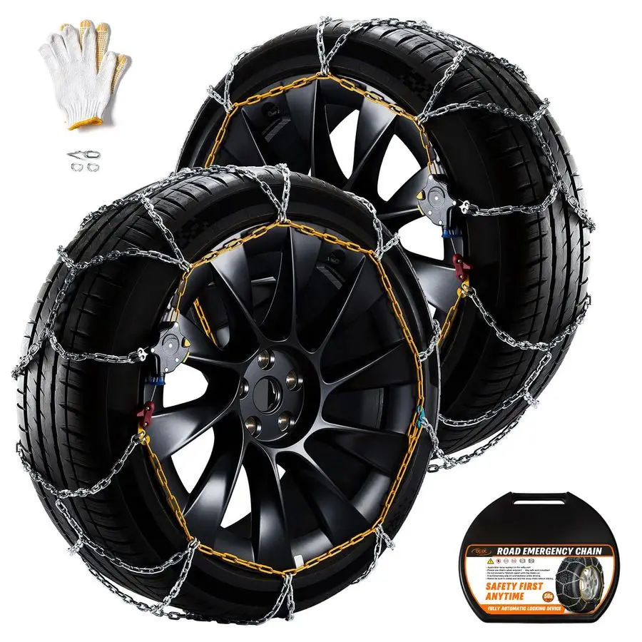 

Snow Chains for SUV Tire Chains Compatible with Tesla Model Y Cars 1 Min Quick Fit Easy Chainsaw Reusable Universal Emergency Tr