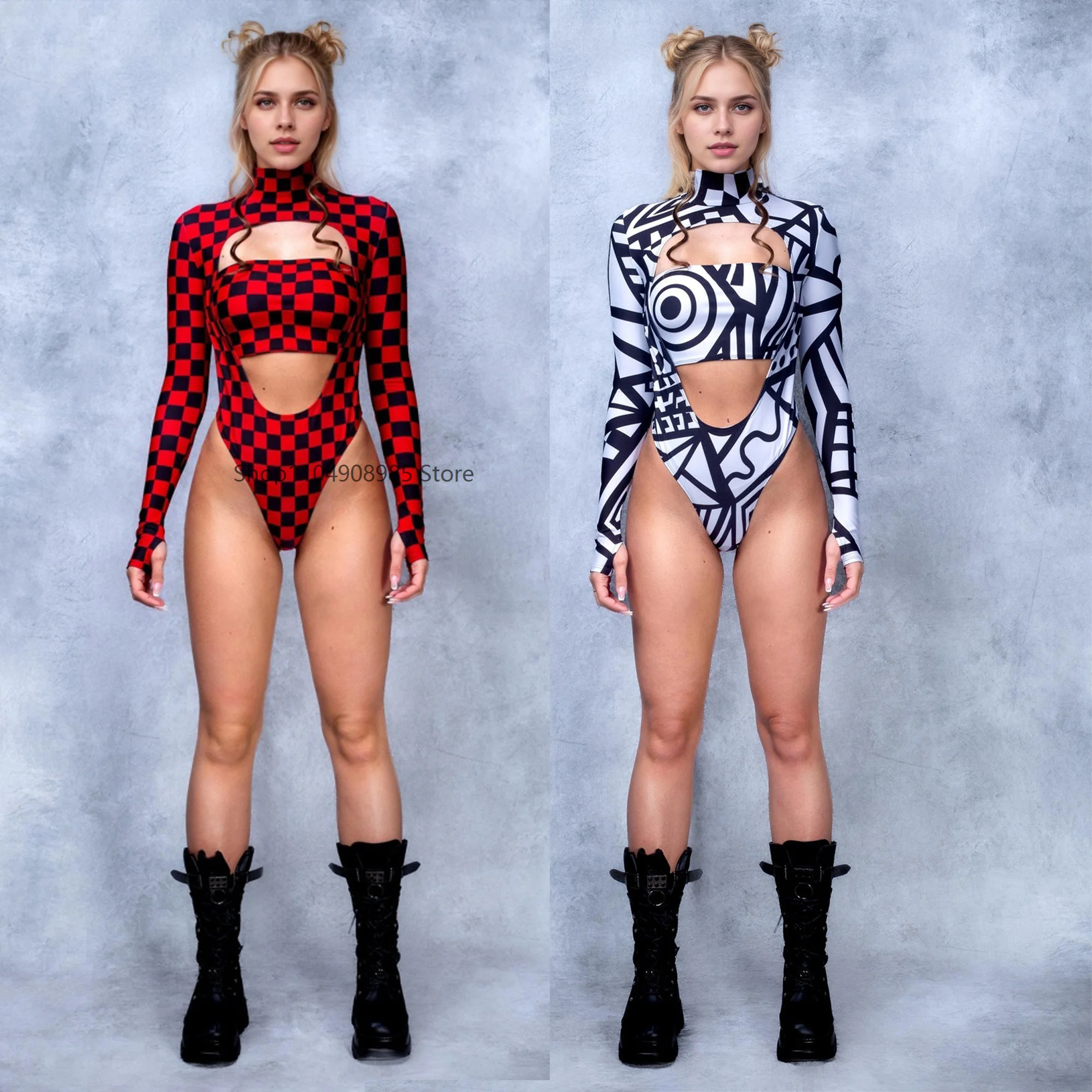 

Achromic Open-Heart Leotard Red Flag Anime Cosplay Women Halloween Party Costume Slim Fit Swimsuit Bodysuit Stage Suit 2025