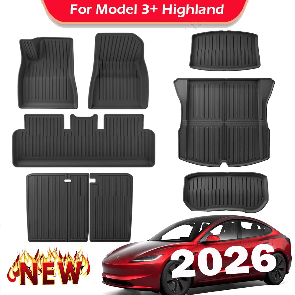 

TPE 2024-2026 For Tesla Model 3 Highland Floor Mats All Weather Front Rear Cargo Liner Mat, Waterproof Anti-Slip Mats