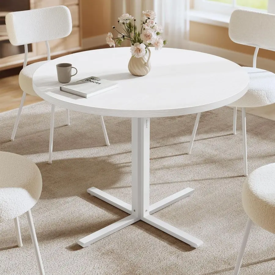 

Dining Table, Small Round Kitchen Table for 4 People, 31.5 x 29.4 Inches, for Dining Room, Living Room, Farmhouse, WaterResista