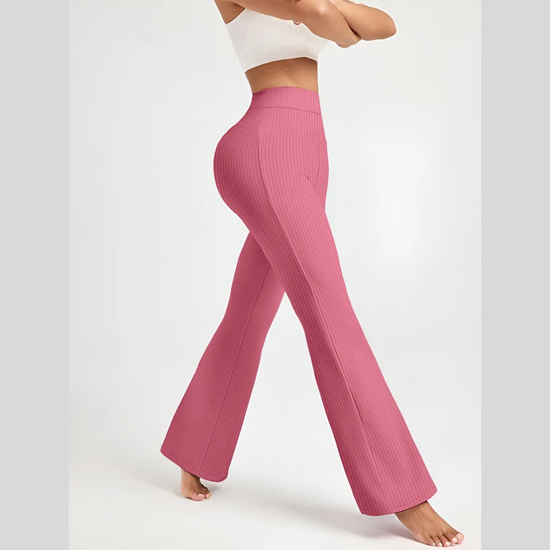 Women's Pants Solid Colour Threaded Knit Fashion Women's Flared Trousers Slim Casual Simple Wear Female Clothing