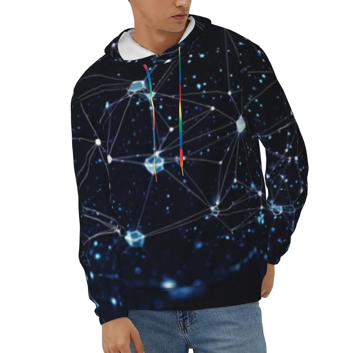 

Network Of Dots And Lines Hoodies Men Sweatshirt Male Hoody Hip Autumn Winter Hoodie Mens Clothing