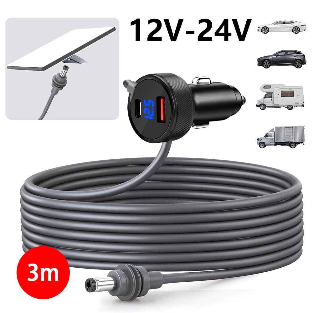 12V-24V Waterproof 3M Starlink Power Adapter To 30V 2A Boost Converter Qc3.0+Pd Type C Charger with Digital Voltage