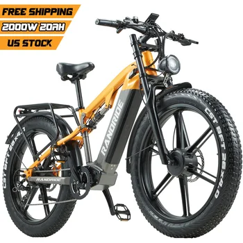 US STOCK RANDRIDE YX80 2000W Rower Elektryczny Terenowy z Podwójnym Silnikiem 48V 20Ah, Daleki Zasięg, Pełne Zawieszenie, 7 Biegów, Elektryczny Rower Off-Road