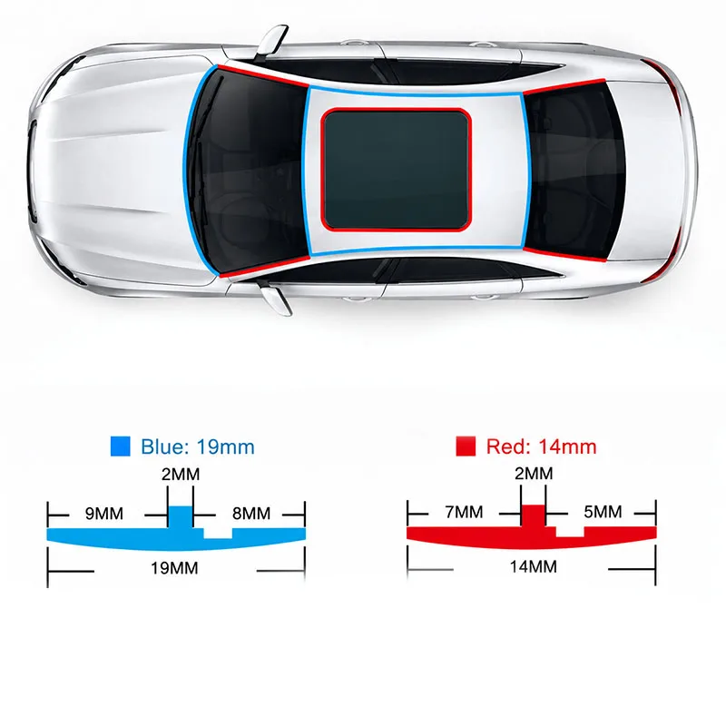Car Roof T Shape Sealing Strip Self Adhesive Rubber Weatherstrip Waterproof Noise Reduction Auto Roof Seal Trim