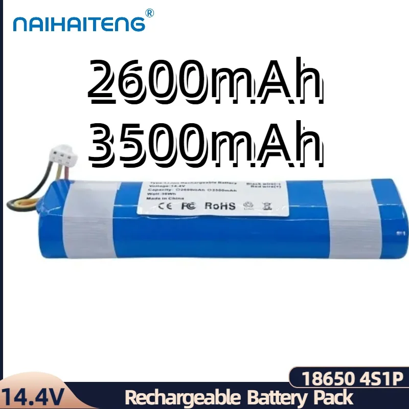 14.4V 14.8V 2600mAh 3500mAh 18650 4S1P ชาร์จ Li-Ion แบตเตอรี่ Pack สําหรับ Sweeping Robot เครื่องดูดฝุ่นปรับแต่งขายส่ง