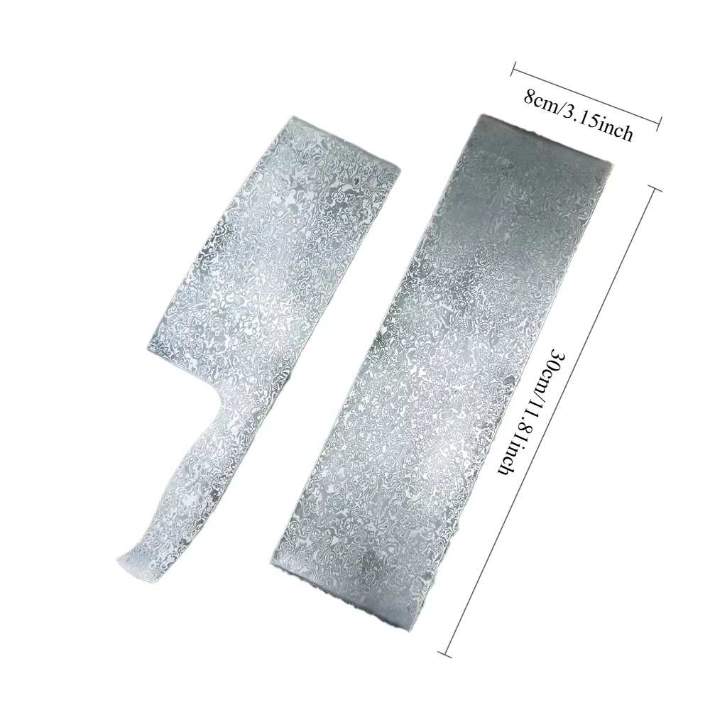 Knife Blank Damascus Steel VG10 Sandwich Clad 30x8.5x0.3cm Quenched Blade Billet Knife Making Kit DIY Forging Supplies