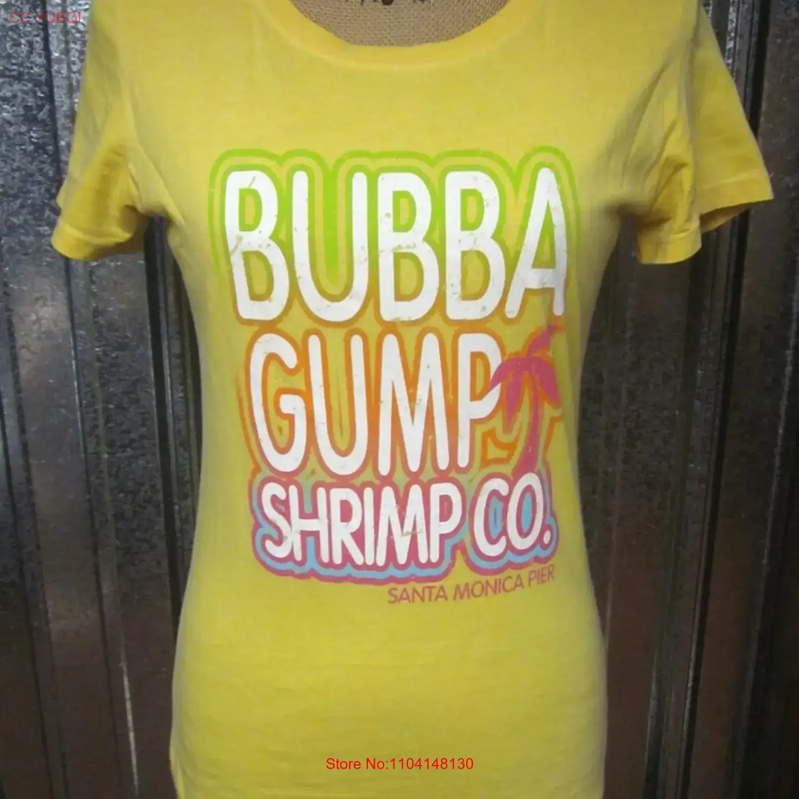 BUBBA GUMP juniors small T shirt restaurant Santa Monica Pier sexy shrimp tee vintage Washed Breathable fashion Stylish Unisex