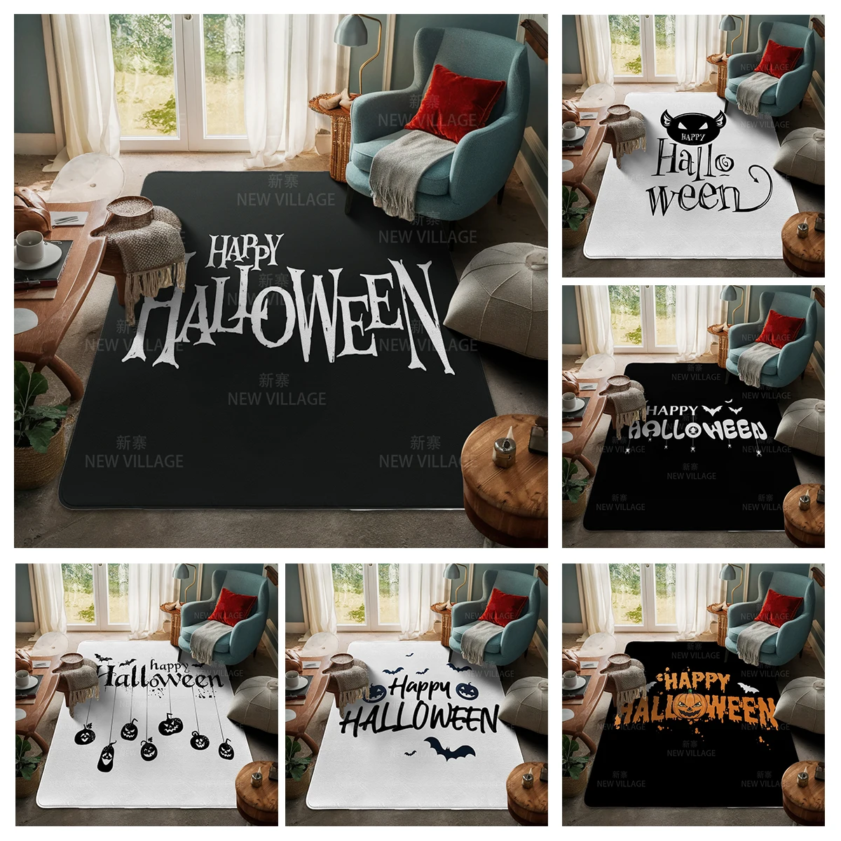 House entrance carpet Home door mat Living Room Bath Foot bathroom non-slip water absorption rugs Halloween Autumn Pumpkin cute