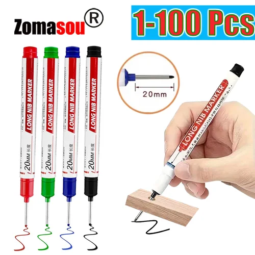 금속 천공 펜용 긴 펜촉 헤드 마커, 깊은 구멍 20mm, 방수 욕실 목공 장식, 다목적, 1-100 개 