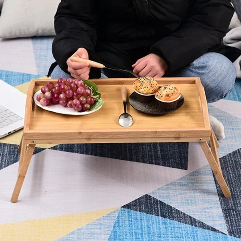 Nanzhu binaural rectangular folding table for notebooks, elderly people on the bed eat confinement oil injection folding table