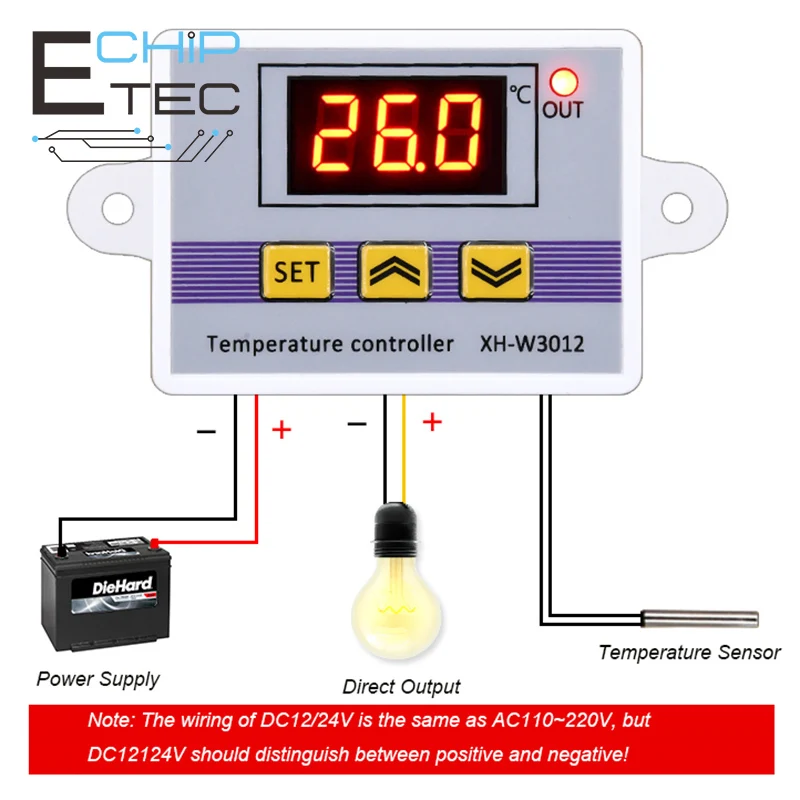 

XH-W3012 High Precision Digital Thermostat -50~110℃ Temperature Controller Switch