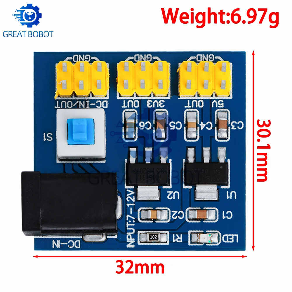 BS 3.3V, 5V, 12V Multi Output DC-DC Voltage Conversion Power Module - Convert 12V to 3.3V, 5V & 12V