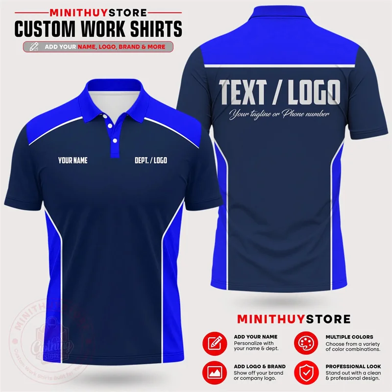 Custom Work Polo Shirt Personalized Name Logo Text Print Short Sleeve Men Business Team Uniform Customized Casual Work Tops