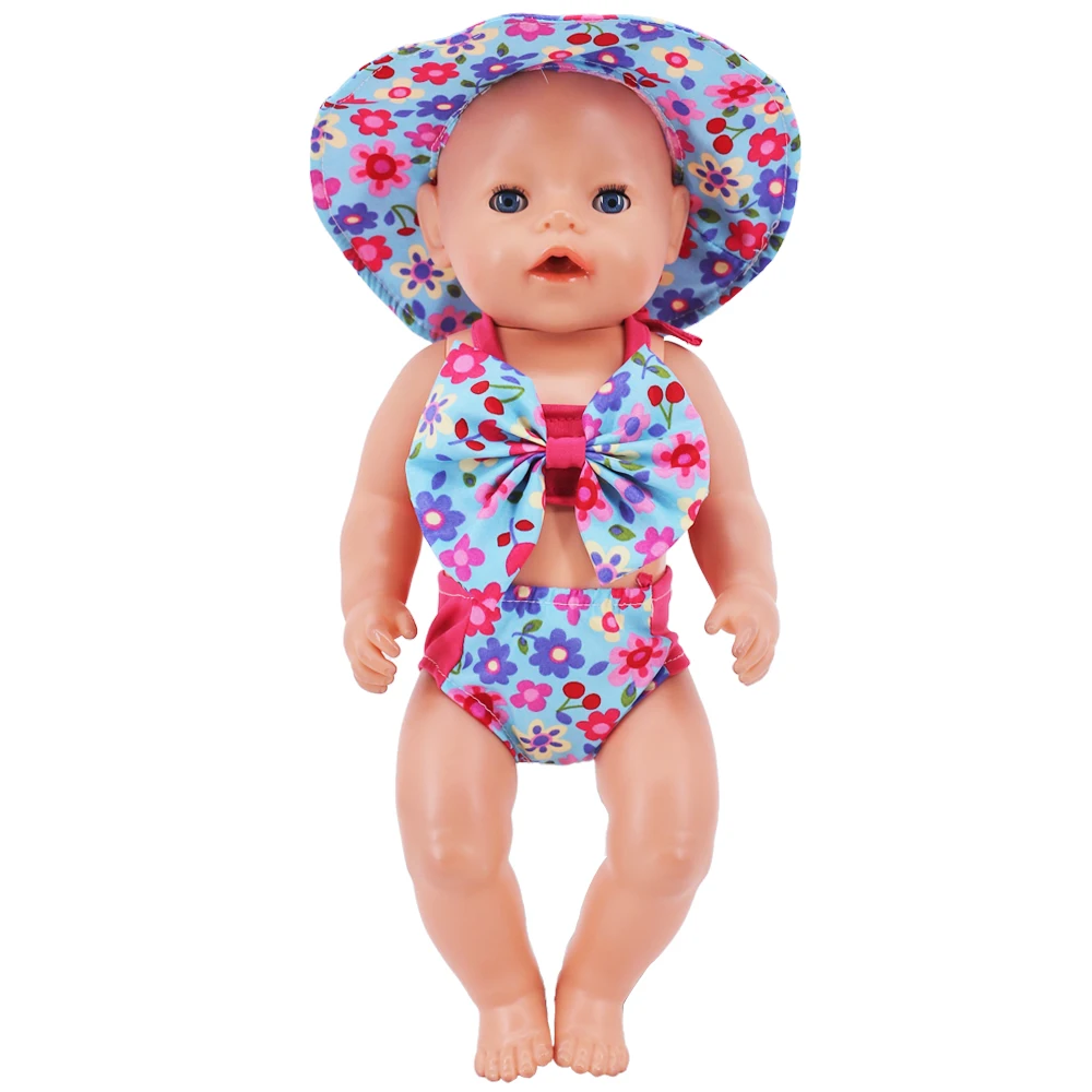 Sequin Swimsuit With Headwear Suitable For 18Inch American Doll 43Cm Reborn Doll,Our Generation Girl's Clothing Accessories