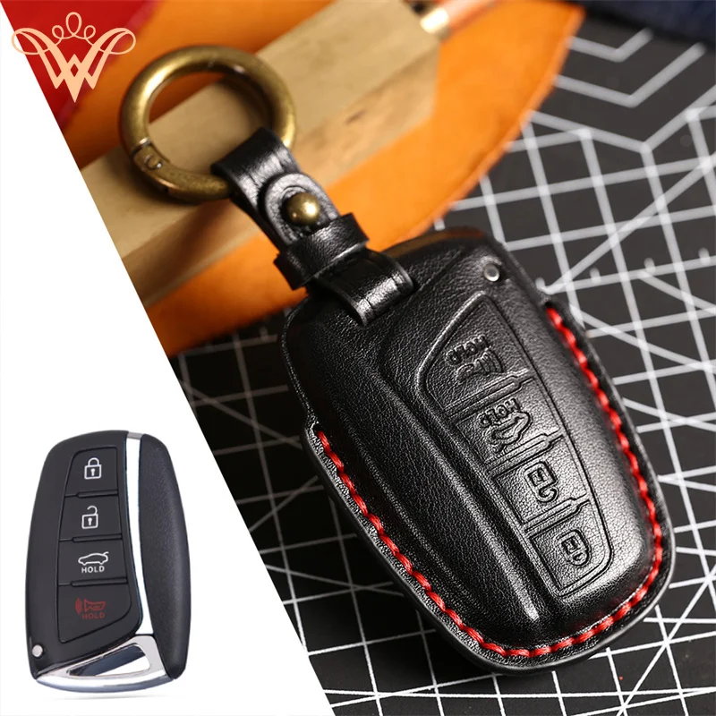 

For Hyundai Grandeur HG Sedan Genesis G80 Santa Fe 3DM Grand SantaFe 2018 IX45 EQUUS Azera Remote Key Case Cover Holder Fob