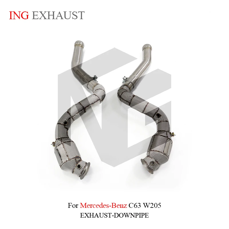 ING Catalytic Downpipe Performance Customize Tube for BENZ C63 W205 v8 Engine Shield Header Power Race Escape Pipe Exhaust