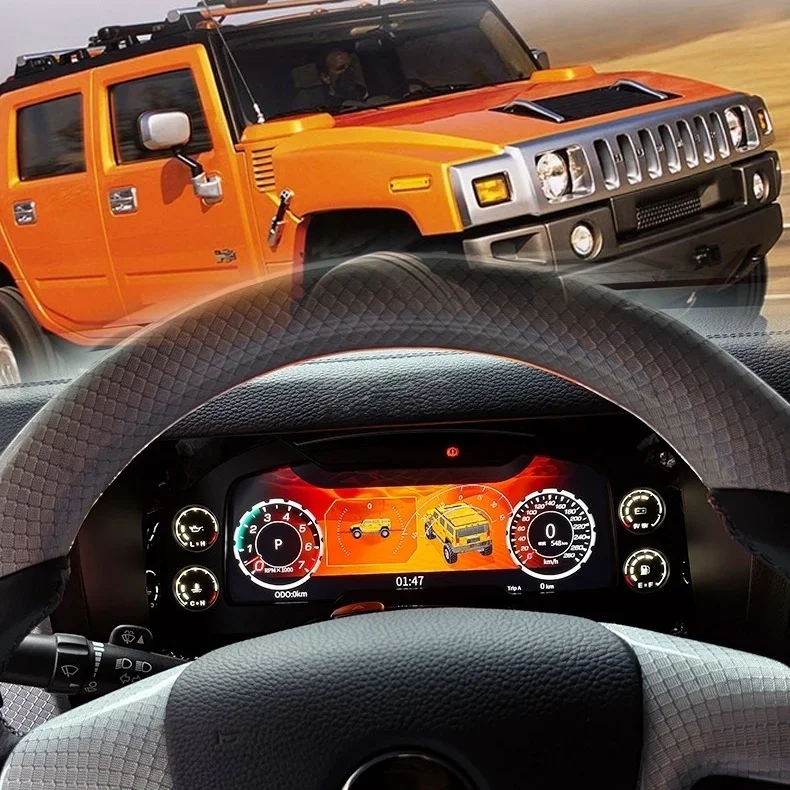 For Hummer H2 2003~2009 12.3 Inch Display Dashboard Digital Performance LCD Speed Table Car Android 15 GPS Navigation Carplay