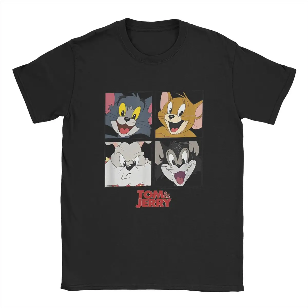 Men's Tom And Jerry Character Box Up T Shirt Cat Mouse Pure Cotton Clothing Novelty Short Sleeve Round Collar Tees Plus Size Tee