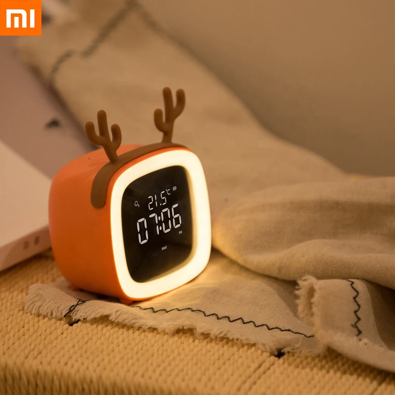 Xiaomi Youpin Creative LED Night Light with Thermometer Bedside Alarm Clock Bedroom Gift USB Rechargeable Digital Clock 5 Styles