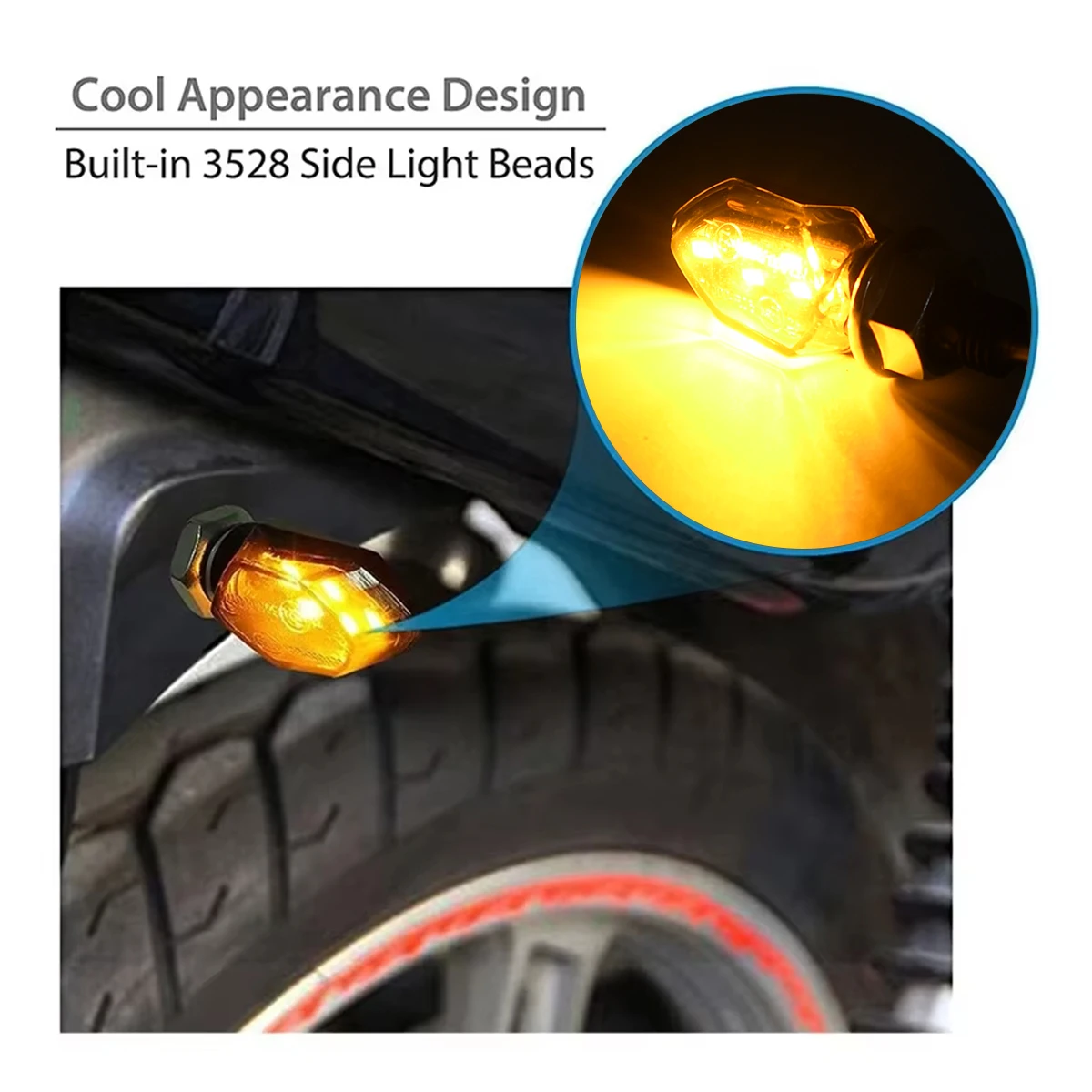2pcs Motorcycle LED Turn Signal Indicators Light Led Amber Blinker Motorbike Strobe Lamp 12V For Yamaha Honda Suzuki Kawasaki