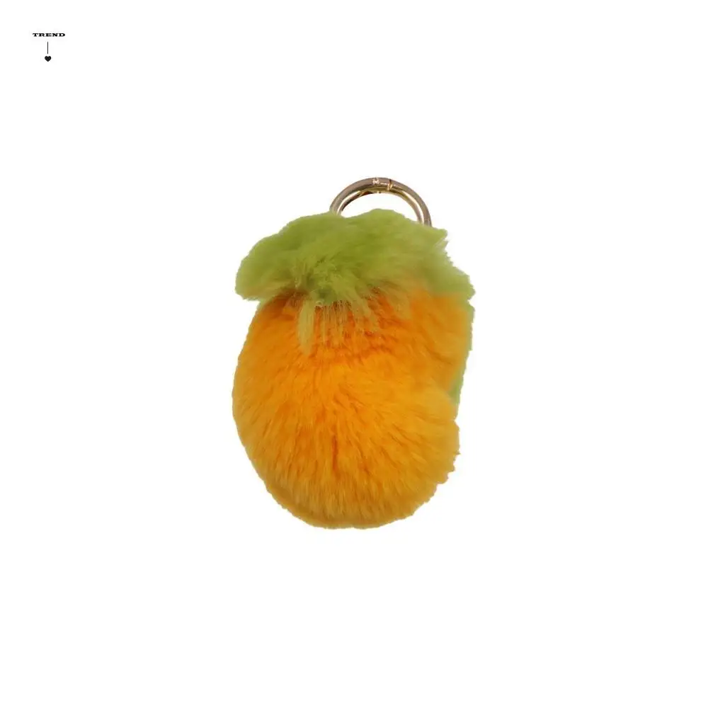 Schoolbag Rex Rabbit Fur Mango Keychain Cute Sweet Fluffy Soft Rabbit Fur Keyring Fruit Furry Doll Plush Ball Pendant Backpack